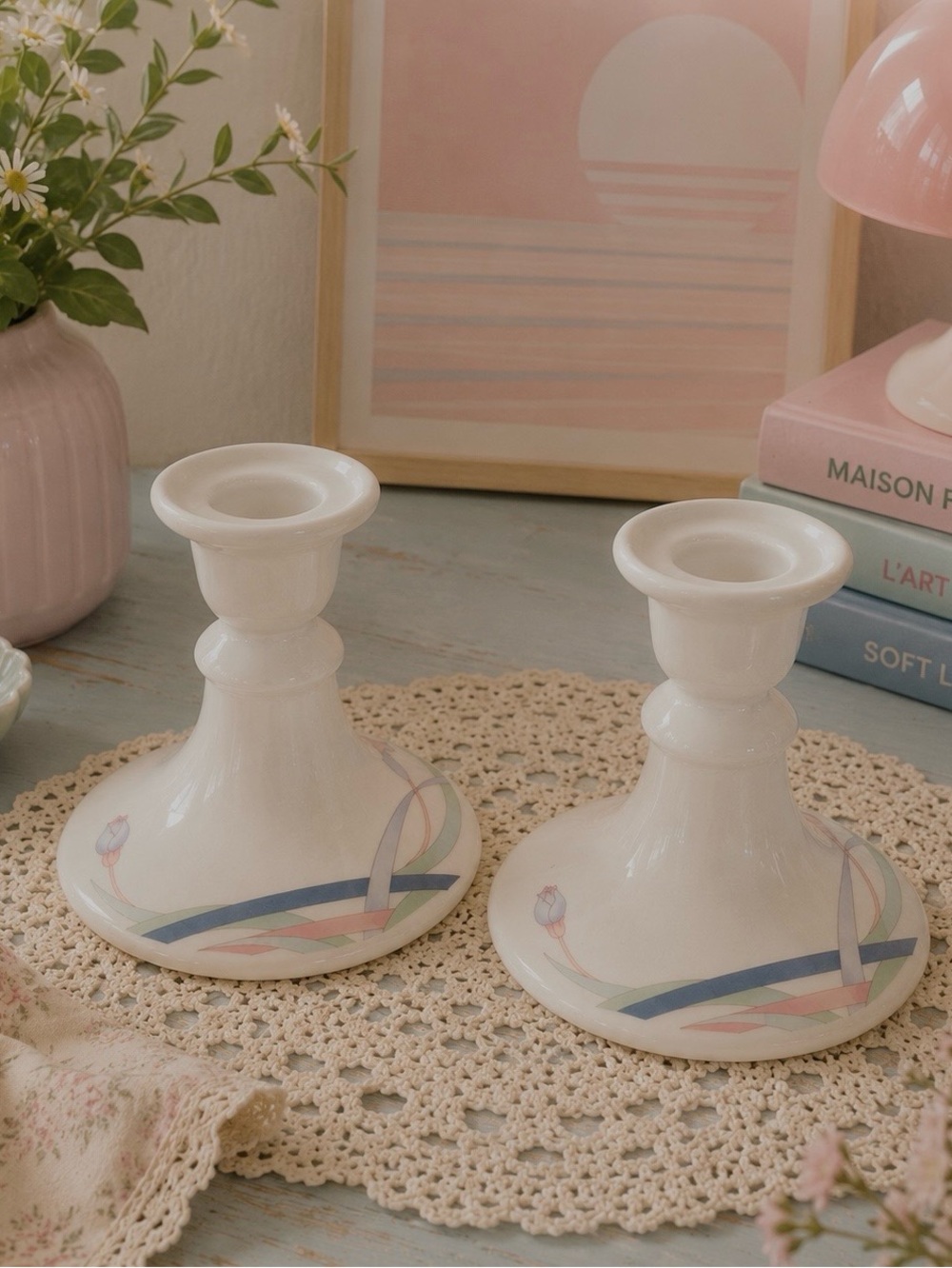 TUSCANY COLLECTION – Set of 2 Porcelain Candle Holders